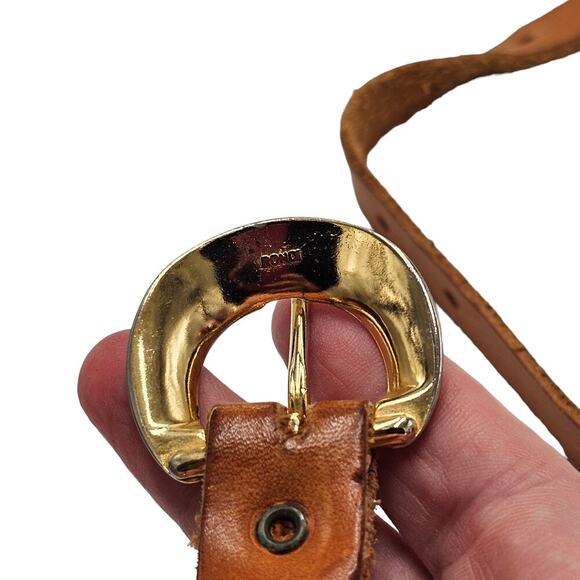 Rona Brown Leather Belt Womens Size Small D-Ring Buckle Skinny Vintage Capsule - Picture 5 of 8